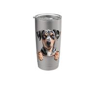 Cucciolo leopardato Catahoula, simpatico e divertente cucciolo che fa capolino Bicchiere termico in acciaio inox doppia parete