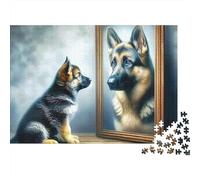 Cucciolo Pastore Tedesco Puzzle per Adulti Puzzle 1000 Pezzi Immagine allo Specchio Gioco per Famiglia Relax Regalo 38x26cm/1000pcs