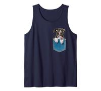 Cucciolo puntatore Tedesco a Pelo Corto in Una Tasca con Gli Occhiali Canotta