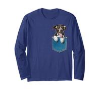 Cucciolo puntatore Tedesco a Pelo Corto in Una Tasca con Gli Occhiali Maglia a Manica