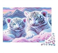 Cucciolo Tigre Biancas Puzzle 1000 Pezzi Due cuccioli di tigre insieme Idea Regalo Gioco Divertente per Famiglie
