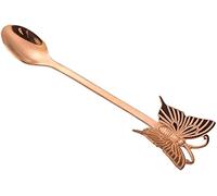 Cucharillas de café Cuchara de corazón Cuchara de mango de mariposa Cuchara de postre colorida de acero inoxidable Cucharas de café con leche, Cuchara de oro rosa Professional design
