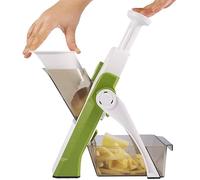 Cucina 5 in 1 Regolabile Safe Chopping Mandolina Affettatrice Dicer - Tagliaverdure Alimentare Chopper With Container (Green)