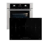 Cucina: 60cm Forno da incasso BO8810SS + 77cm Piano Cottura Induzione IH87705FZ | Aria calda | Cassetti telescopici | Timer automatico | 2 volte Vetri per l'isolamento termico | SET8810IH77FZ