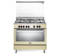Cucina 90 cm Gas ed Elettrica Crema 5 Fuochi Forno Multifunzione 87L DE LONGHI