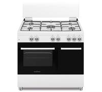 Cucina 90x60 Forno Gas Grill Elettrico Portabombola Bianca 5 F.