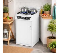 Cucina con Piano Cottura 4 Fuochi Gas da Esterni Bianco Paravento e Portabombola
