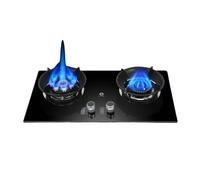 Cucina A Gas A Doppio Bruciatore, Vetro Temperato A 9 Cavità E Fuoco Potente, Bruciatore Wok Da 5,2 KW Con Funzione Di Protezione Da Spegnimento Fiamma(LPG)