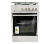 Cucina a Gas Bianca Forno A Gas 4 Fuochi 60 X 60 cm Copertura in Vetro