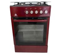 Cucina a Gas con Forno a Gas Piano Cottura 4 Fuochi 60 X 60 cm Bianca con Copertura Pannello in Vetro LF66GE-BIA