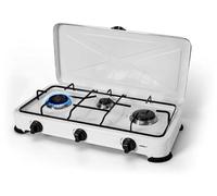 CUCINA A GAS GPL 3 FUOCHI FORNELLO CAMPEGGIO PORTATILE CON COPERCHIO CUCININO