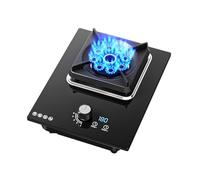 Cucina A Gas In Vetro Temperato Nero, 1 Bruciatore, 5,2 KW, 9 Cavità, Fuoco Alto Temporizzato, Portapentole In Ghisa, Adatta For La Cucina Di Casa Con Protezione Antispegnimento(NG)