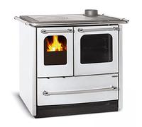 Cucina A Legna 'Sovrana Easy' Rivestimento Esterno In Acciaio Porcellanato. Telaio, Piastra E Cerchi In Ghisa. Forno Smaltato Panoramico. Cassettone Portalegna. Focolare In Ghisa Con Sistema Di Post Combustione, Griglia Fuoco In Ghisa. Porta Fuoco Con Dop