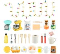 Cucina Accessori Casa Bambole, 28pcs Accessori per Gnomi, Mini Set da Forno per Case Delle Bambole, Accessori per Casa Delle Bambole, Perfetto per Decorare Case Bambole e Giochi di Pasticceria