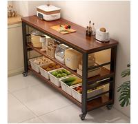 Cucina ad isola, mobile portaoggetti a ripiani aperti, armadietti for buffet, credenza, tavolo ad isola su ruote for la preparazione dei pasti(Brown2,60x25cm/23.62x9.84in)