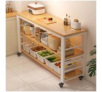 Cucina ad isola, mobile portaoggetti a ripiani aperti, armadietti for buffet, credenza, tavolo ad isola su ruote for la preparazione dei pasti(Brown,80x25cm/31.5x9.84in)