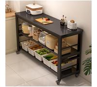 Cucina ad isola, mobile portaoggetti a ripiani aperti, armadietti for buffet, credenza, tavolo ad isola su ruote for la preparazione dei pasti(Black,90x25cm/35.43x9.84in)