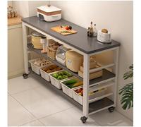 Cucina ad isola, mobile portaoggetti a ripiani aperti, armadietti for buffet, credenza, tavolo ad isola su ruote for la preparazione dei pasti(Gray,120x25cm/47.24x9.84in)