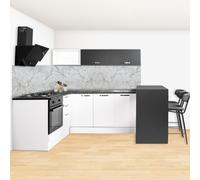 Cucina angolare Matera 180x160 con penisola reversibile bianca e nera