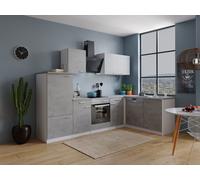 Cucina Angolo Blocco Winkelküche Bianco Calcestruzzo Malia 280x172 CM [EEK: E]