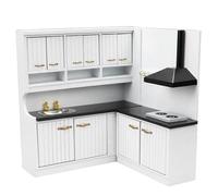 Cucina bambola cucina cucina cucina cucina 2pcs mini cucina set 1/12 in scala in legno in miniatura mobile e mobile per lavello, mobili per bambole cucine per la cucina Accessori sala da pranzo