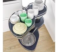 Cucina Cestello angolare Armadietti da Cucina Vassoio Girevole a 2 Livelli Armadietto angolare Multiuso Scaffalatura angolare Mobile angolare Girevole, Destra, Destra