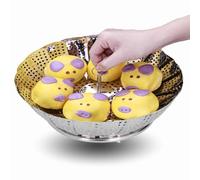 Cucina Cestino a Vapore Pieghevole, Cestello Per Cuocere Verdure a Vapore, Cuocivivande in Acciaio Inossidabile Steamer per Il Pesce di Cottura Seafood, Diametro da 28 cm