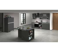 Cucina completa Armand, Set con dispensa, Mobile per cucinotto, Kit blocco con isola e portafrigo, 100% Made in Italy, Antracite e Ardesia
