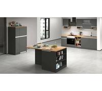 Cucina completa Aymon, Set con dispensa, Mobile per cucinotto, Kit blocco con isola e portafrigo, 100% Made in Italy, Antracite e Rovere