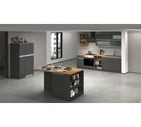 Cucina completa Aymon, Set con dispensa, Mobile per cucinotto, Kit blocco con isola e portafrigo, 100% Made in Italy, Antracite e Rovere