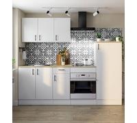 Cucina completa Picenze, Composizione cucina moderna, Set cucina componibile, Soluzione cucina funzionale, Bianco e Rovere