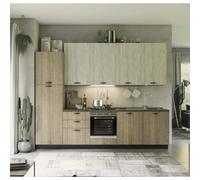 Cucina completa Rovigno 300 cm sx rovere grigio e bianco