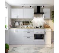 Dmora - Cucina completa Verbano, Composizione cucina moderna, Set cucina componibile, Soluzione cucina funzionale, Bianco e Rovere