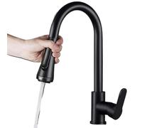 Cucina con spruzzatore estraibile, 4 modalità, lavello rotazione a 360 gradi, for miscelatore monocomando in ottone nero