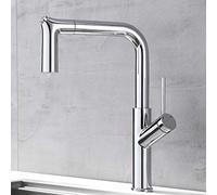 Cucina con spruzzatore estraibile Rubinetto monocomando montato sul piano Rubinetti miscelatori rotazione a 360 gradi in ottone for lavelli(Chrome)