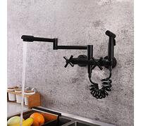 Cucina con spruzzatore rubinetto pieghevole in ottone doppie maniglie miscelatore riempitivo for montaggio a parete nero(Black)
