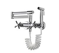 Cucina con spruzzatore rubinetto pieghevole in ottone doppie maniglie miscelatore riempitivo for montaggio a parete nero(Chrome)