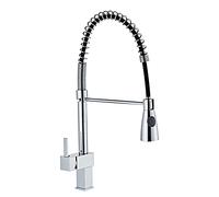 Cucina Cucina Cucina Cucina con spruzzatore a tiraggio, Tocco di Mix Molla Girevole Universale ad Arco Alto, Manico Singolo in Ottone Massiccio e Rubinetto da Cucina ad Acqua Calda e Calda
