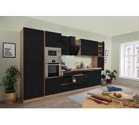 Cucina Cucinino Blocco Cucina senza Maniglie Rovere Nero Lorena 395 CM respekta