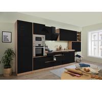Cucina Cucinino Blocco Cucina senza Maniglie Rovere Nero Lorena 445 CM respekta