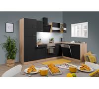 Cucina Cucinino Blocco Cucina Winkelküche Rovere Nero Merle 280x172 CM Respekt