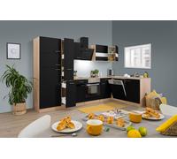 Cucina Cucinino Blocco Cucina Winkelküche Rovere Nero Merle 310x172 CM Rispetto