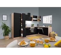 Cucina Cucinino Blocco Cucina Winkelküche Rovere Nero Merle 310x172 CM Rispetto