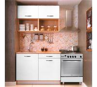 Cucina Cuneo 120 cm. H 220 cm. con cassa rovere e ante bianco opaco