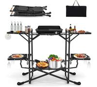 Cucina da campeggio pieghevole COSTWAY, cucina da viaggio con piano in alluminio, 4 tavoli laterali, borsa per il trasporto e la conservazione, stazione di cottura all'aperto per picnic e barbecue