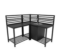 Cucina da Esterno 3 Pezzi con Lavello Set Modulare Angolare in Alluminio Grigio
