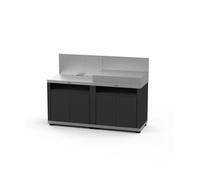 CUCINA DA ESTERNO MODULARE LE MARQUIER IN ACCIAIO NERO E GRIGIO 160X55X115 CM