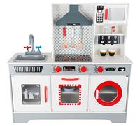 Small Foot- Cucina Design Premium in Legno, con Macchina da caffè Integrata, lavastoviglie, Lavatrice, ECC, a Partire dai 3 Anni Giocattoli, Multicolore, 90 x 30 x 90 centimètres, 11081