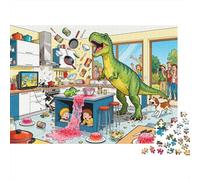 Cucina Dino Disastro Puzzle in Legno Impermeabile Puzzles Da 1000 Pezzi Per Adulti Impossibili Giochi Di Impegnativi