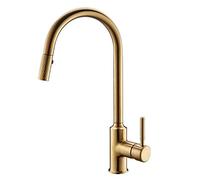 Cucina dorata con spruzzatore estraibile Maniglia monoforo Miscelatore for montaggio su ponte Rubinetti for lavello in ottone girevoli a 360°